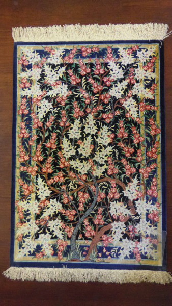ペルシャ絨毯 クムシルク 生命の樹クム - ラグ・カーペット